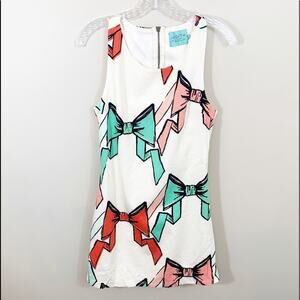 Judith March Cream Shift Bow-tie Sleeveless Dress